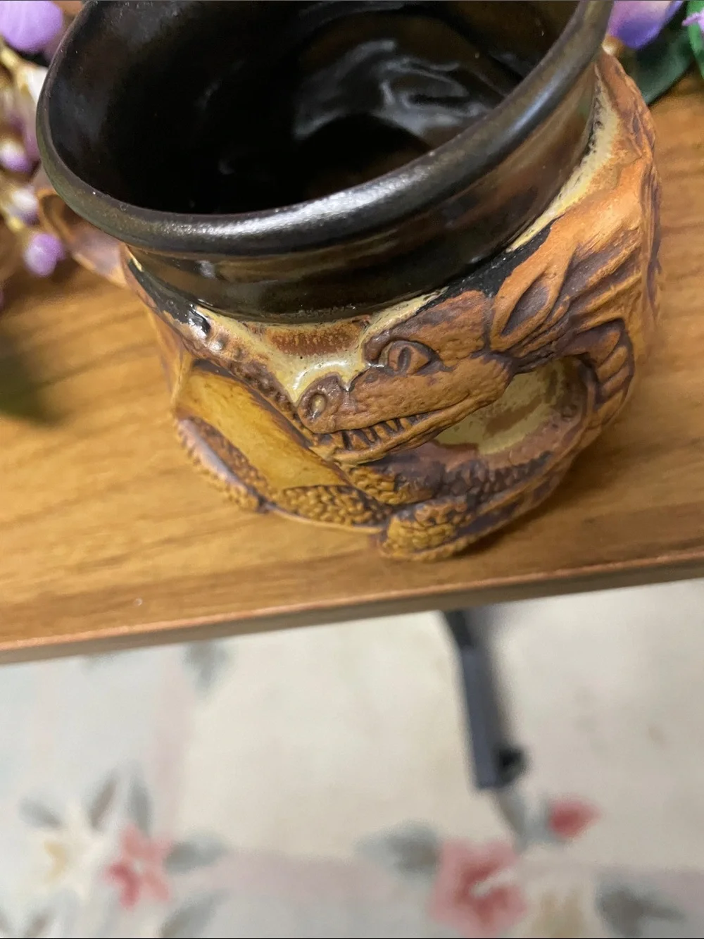Textured Dragon Accent Habitat Cup in Brown